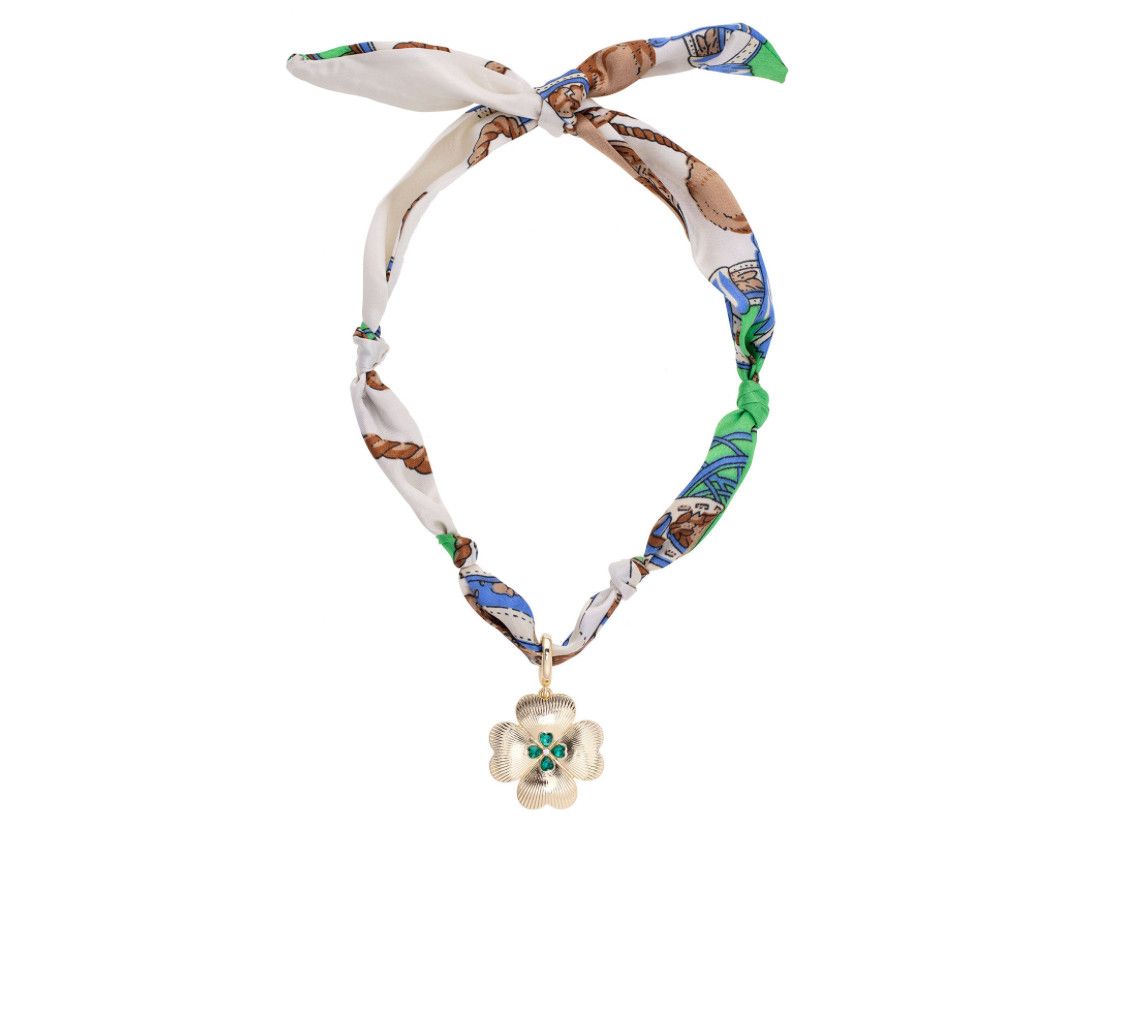 The Gracie Rhinestone Clover Scarf Necklace