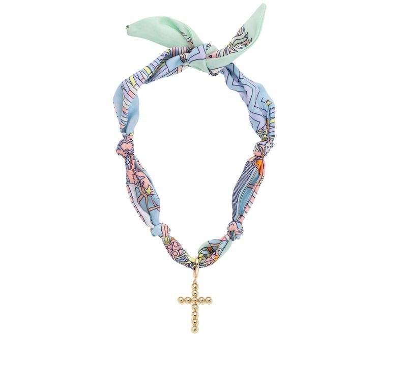 The Louisa Beaded Cross Scarf Necklace