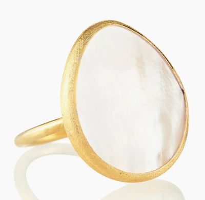 Mother of Pearl Teardrop Adjustable Ring