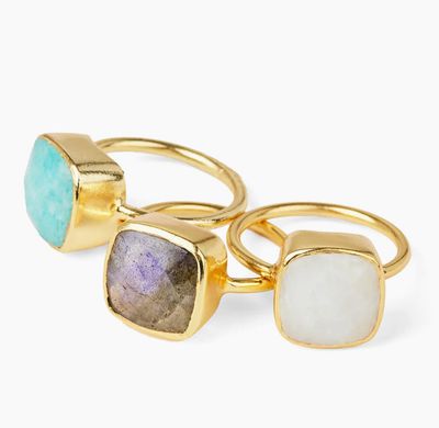 Amazonite Cushion Cut Stacking Ring | Size 7