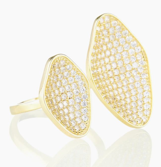 Organic Gold Double Pavé Adjustable Ring