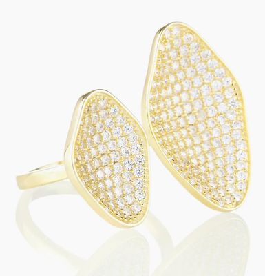 Organic Gold Double Pavé Adjustable Ring