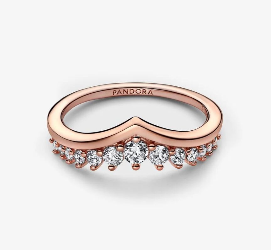 PANDORA™ Wishbone 14K Rose Gold Plated Floating Pave Ring