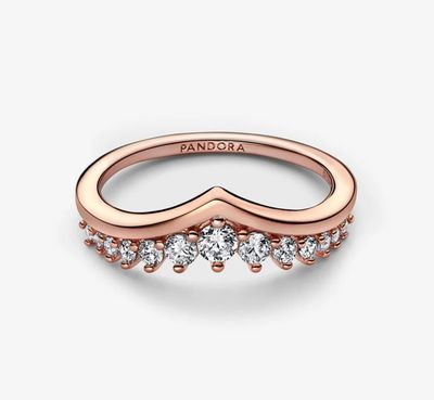 PANDORA™ Wishbone 14K Rose Gold Plated Floating Pave Ring