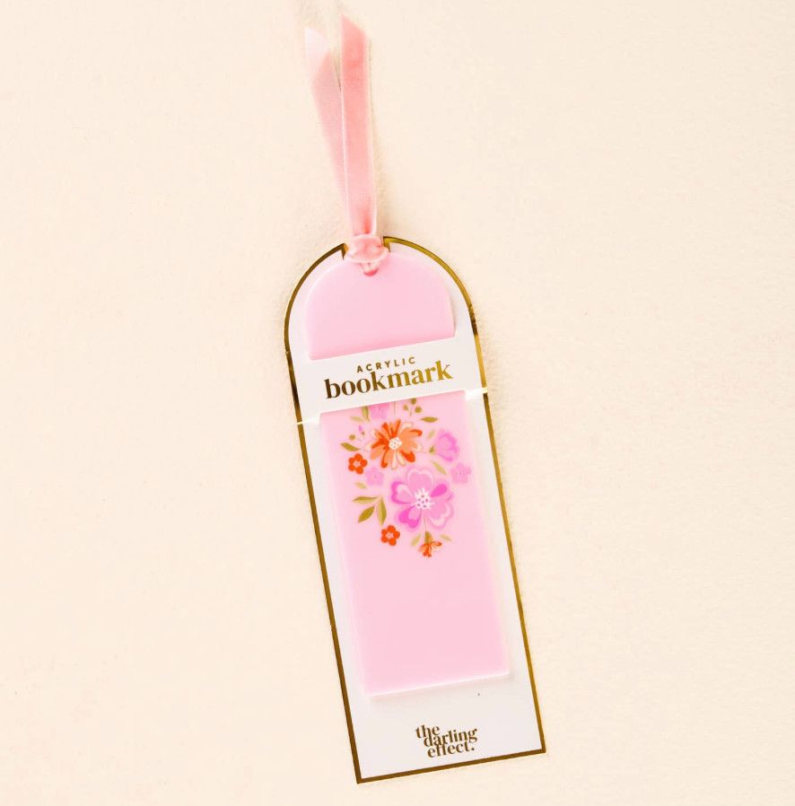 Dainty Floral Pink Acrylic Bookmark