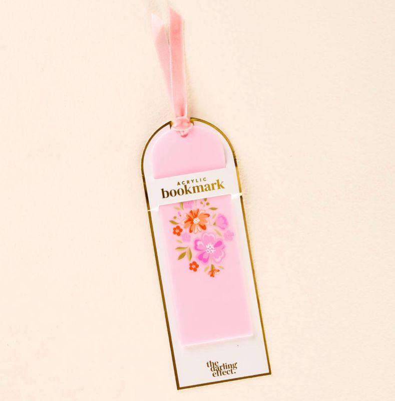 Dainty Floral Pink Acrylic Bookmark