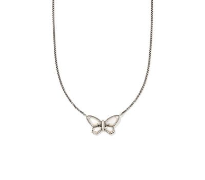 The Dolly Parton x Kendra Scott Butterfly Vintage Silver Pendant in Ivory Mother of Pearl