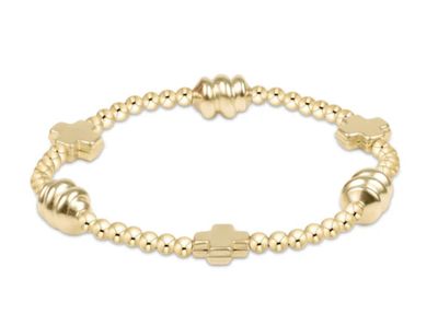 Signature Cross Admire Gold Pattern 3mm Bead Bracelet Gold
