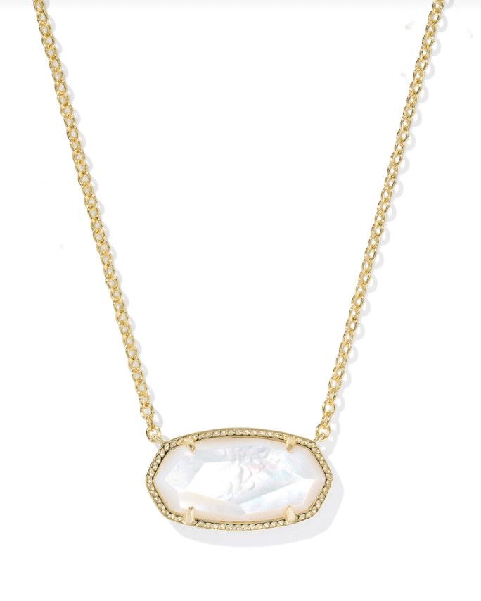 The Elisa Statement Pendant Necklace Gold Ivory Mother of Pearl