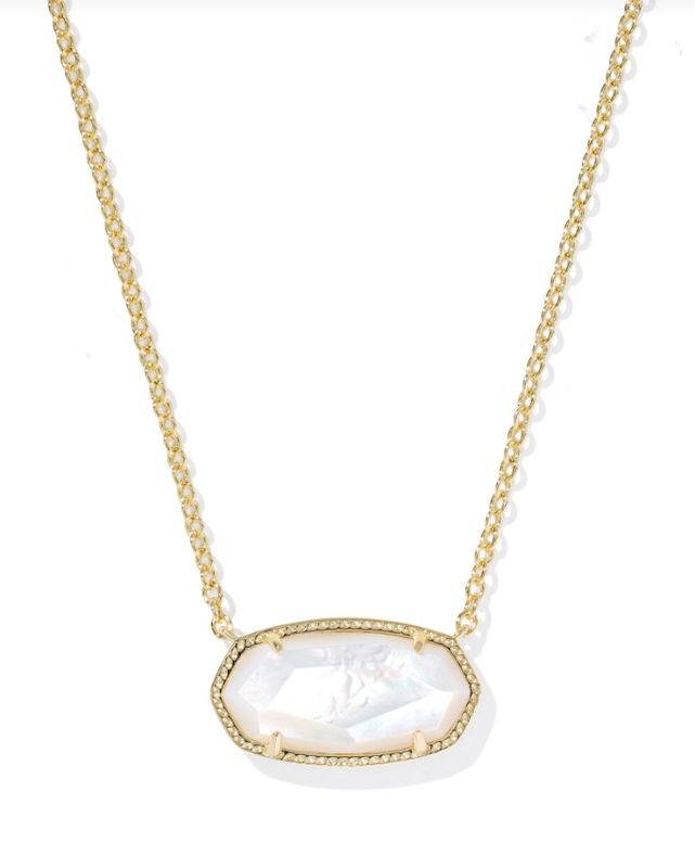 The Elisa Statement Pendant Necklace Gold Ivory Mother of Pearl