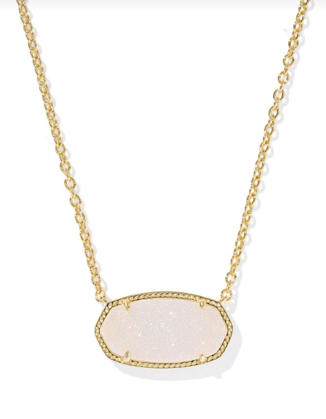 The Elisa Statement Pendant Necklace Gold Iridescent Drusy
