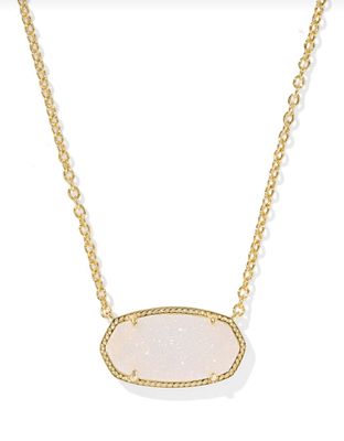 The Elisa Statement Pendant Necklace Gold Iridescent Drusy