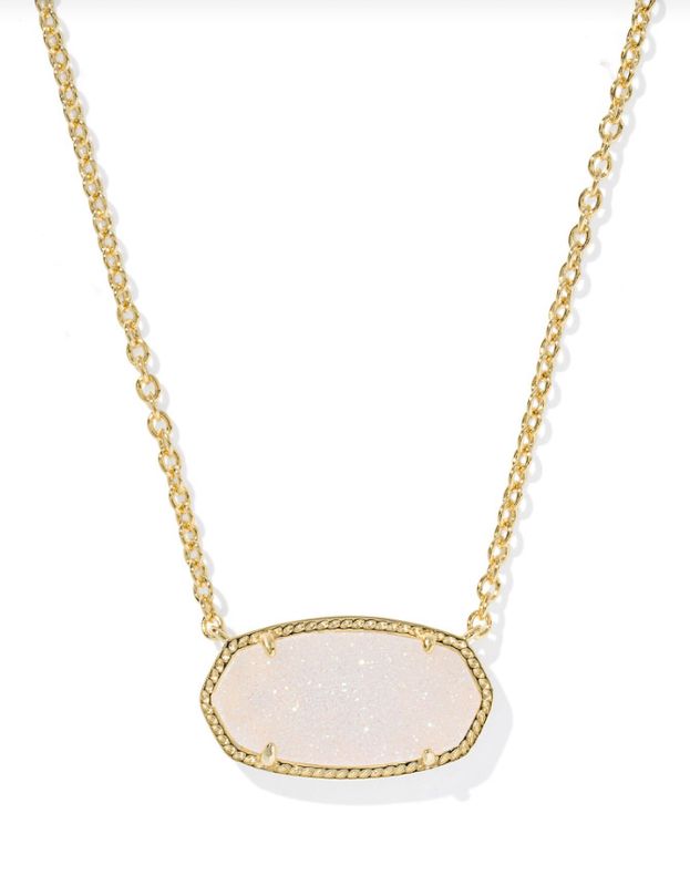 The Elisa Statement Pendant Necklace Gold Iridescent Drusy