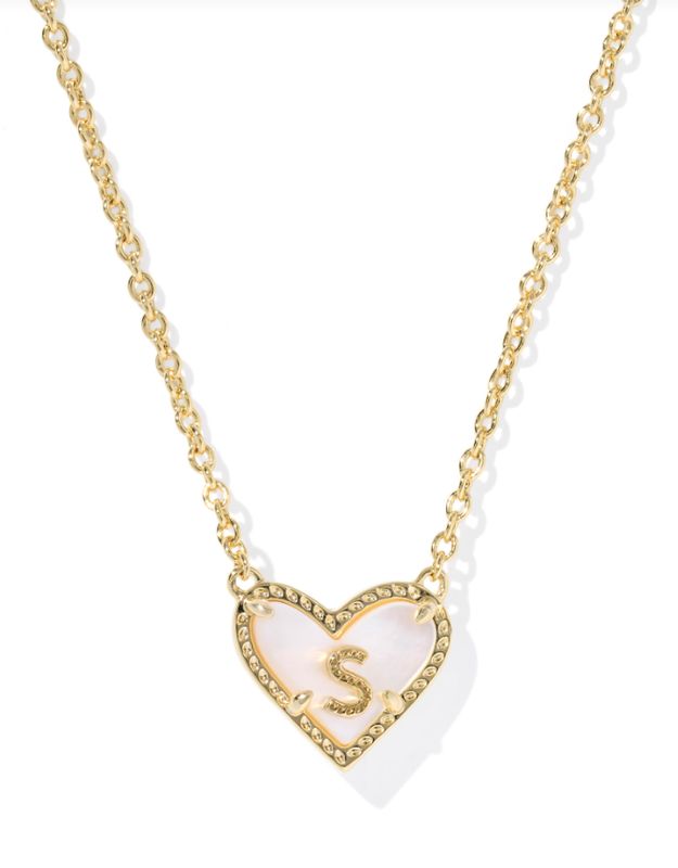 The Heart Letter Pendant in Gold Ivory Mother of Pearl
