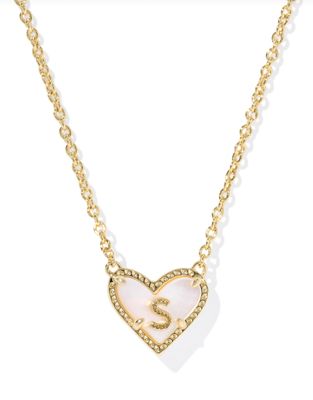 The Heart Letter Pendant in Gold Ivory Mother of Pearl