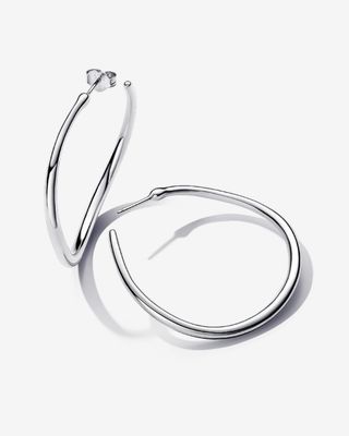 PANDORA™ Organically Shaped 42 mm Open Hoop Earrings Sterling Silver