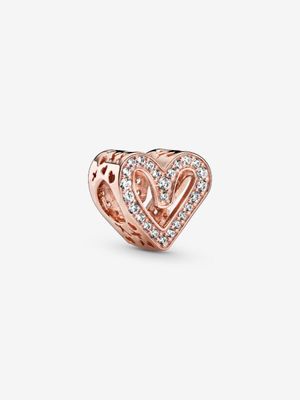 PANDORA™ Freehand Sparkling Heart 14K Rose Gold Charm