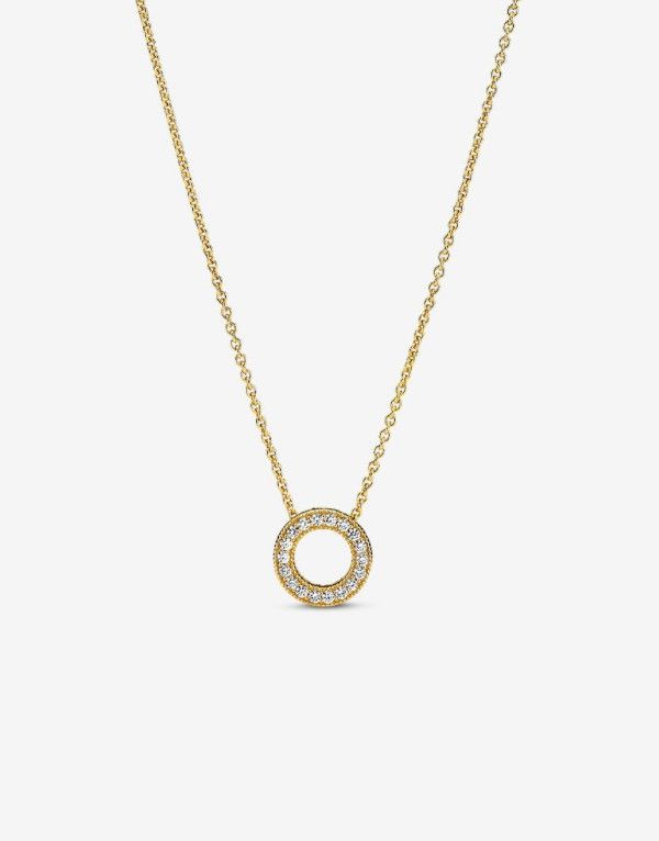 PANDORA™ Pandora Logo Pavé Circle Collier Necklace 14k Gold Plating
