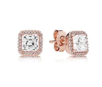PANDORA™ Rose Gold Timeless Elegance Stud Earrings with Clear Zirconia
