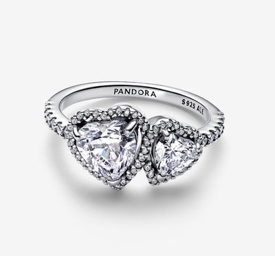 PANDORA™ Sparkling Halo Hearts Ring Sterling Silver
