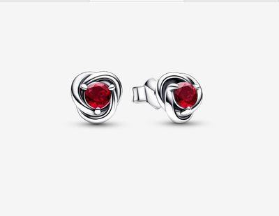 PANDORA™ July True Red Eternity Circle Stud Earrings Sterling Silver