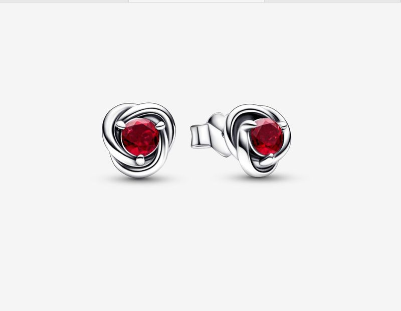 PANDORA™ July True Red Eternity Circle Stud Earrings Sterling Silver