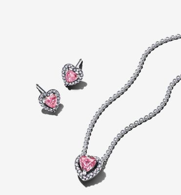 PANDORA™ Pink Elevated Heart Jewelry Giftset Sterling Silver