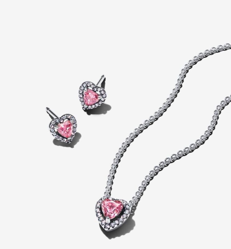 PANDORA™ Pink Elevated Heart Jewelry Giftset Sterling Silver