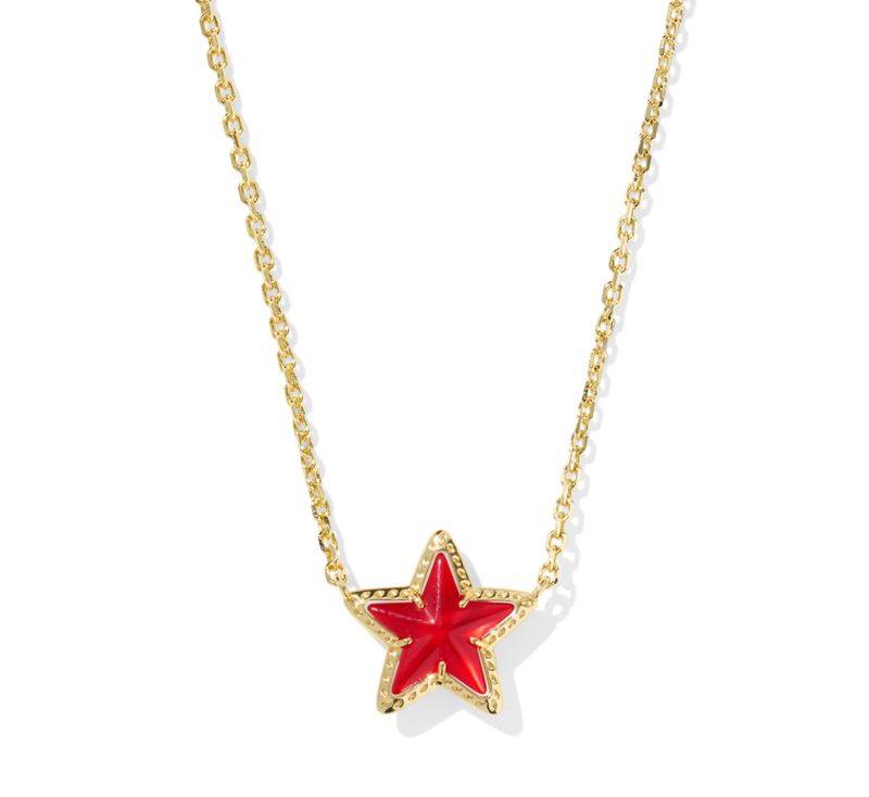The Cassidy Short Pendant Necklace Gold Red Illusion