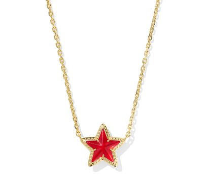The Cassidy Short Pendant Necklace Gold Red Illusion