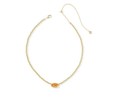 The Elisa Beaded Necklace in Gold Papaya Mother of Pearl