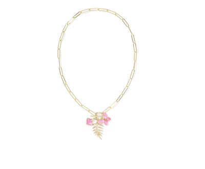 The Bianca Butterfly Charm Necklace in Gold Pink Mix