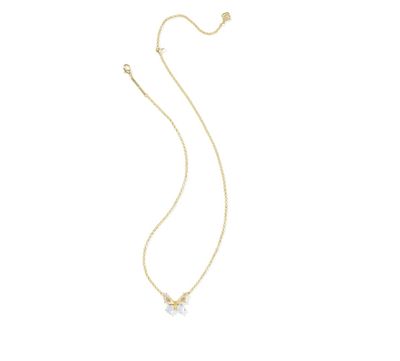 The Bianca Butterfly Pendant Necklace Gold  Iridescent White Mix