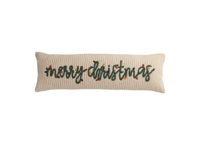 Merry Christmas Lights Chunky Knit Long Pillow