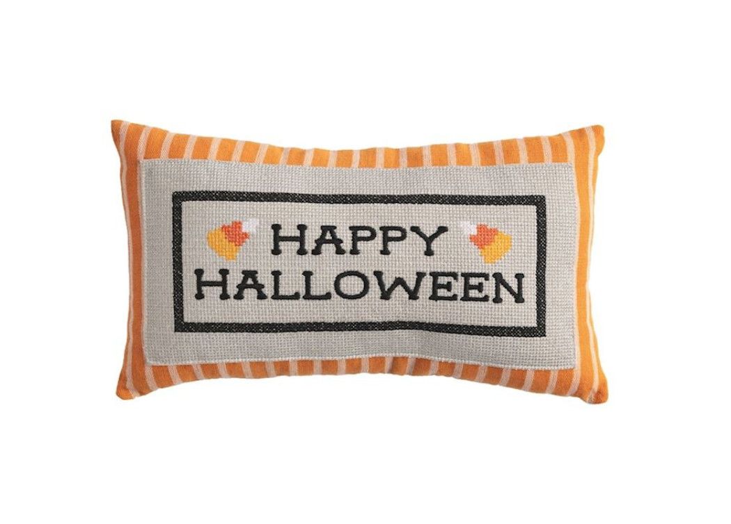 Happy Halloween Embroidered Pillow