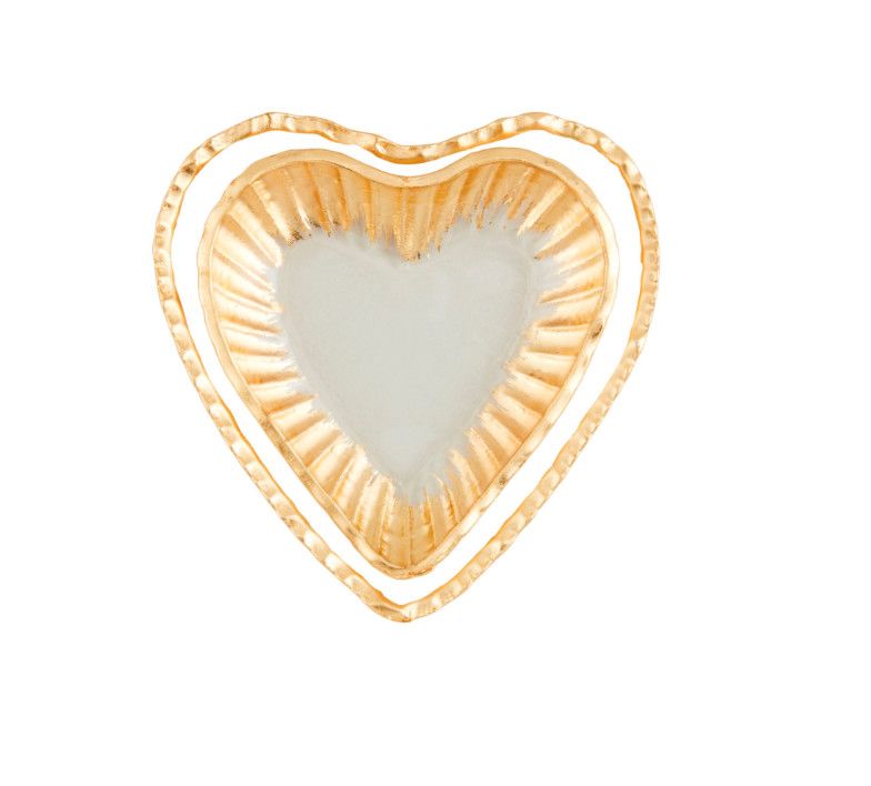 Glass Heart Tidbit Tray Set