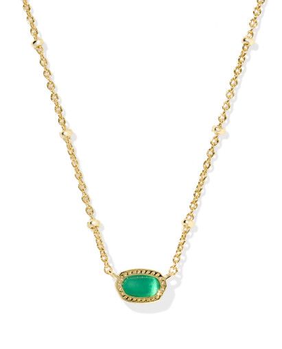 The Mini Elisa Satellite Necklace in Gold Emerald Cats Eye