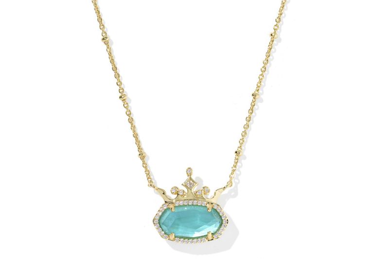 Disney x Kendra Scott Elisa Princess Necklace in Gold London Blue Illusion