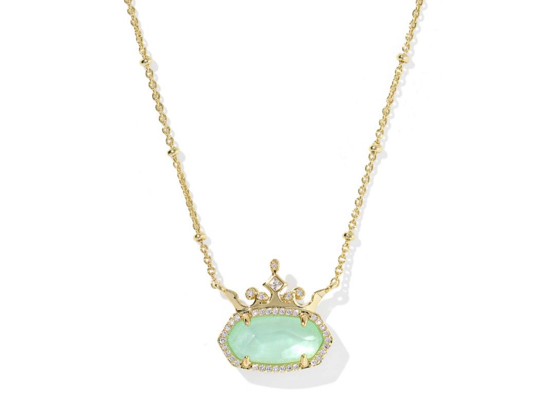Disney x Kendra Scott Elisa Princess Necklace in Gold Light Green Mother of Pearl