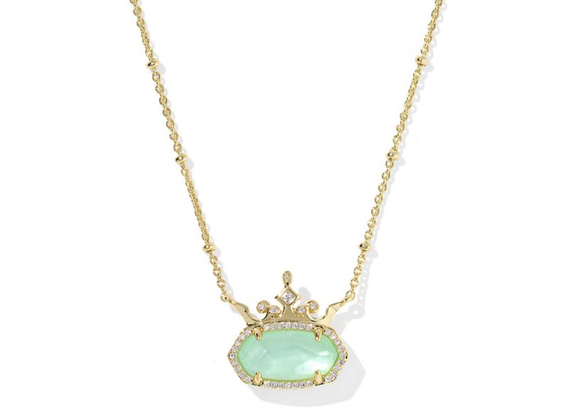 Disney x Kendra Scott Elisa Princess Necklace in Gold Light Green Mother of Pearl