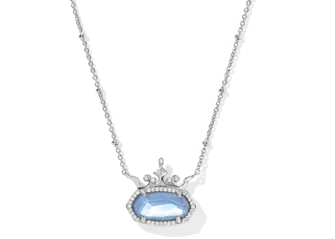 Disney x Kendra Scott Elisa Princess Necklace in Silver Blue Mother of Pearl