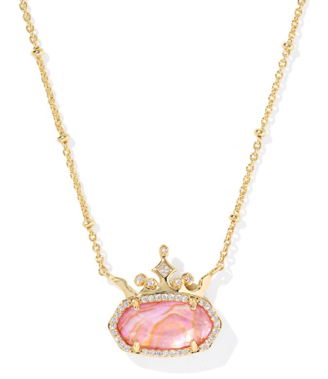 Disney x Kendra Scott Elisa Princess Necklace in Gold Light Pink Iri Abalone