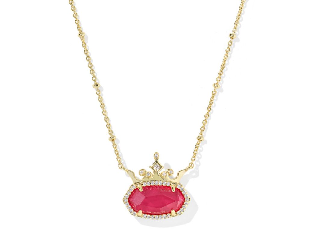 Disney x Kendra Scott Elisa Princess Necklace in Gold Dark Pink Mother of Pearl
