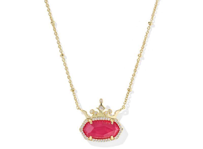 Disney x Kendra Scott Elisa Princess Necklace in Gold Dark Pink Mother of Pearl