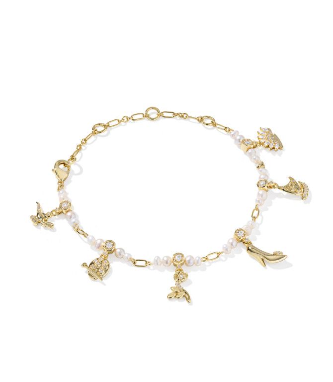 Disney x Kendra Scott Princess Charm Bracelet in Gold White Mix