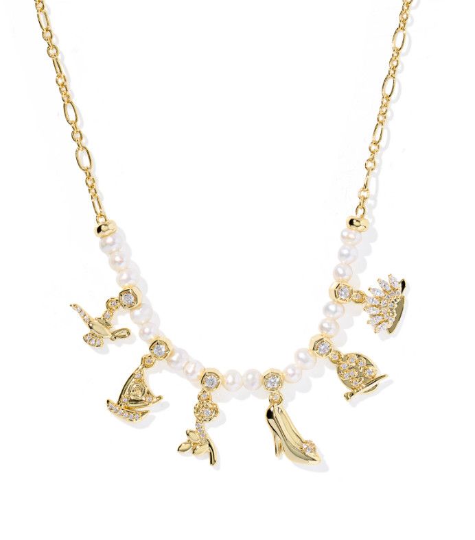 Disney x Kendra Scott Princess Charm Strand Necklace in Gold White Mix