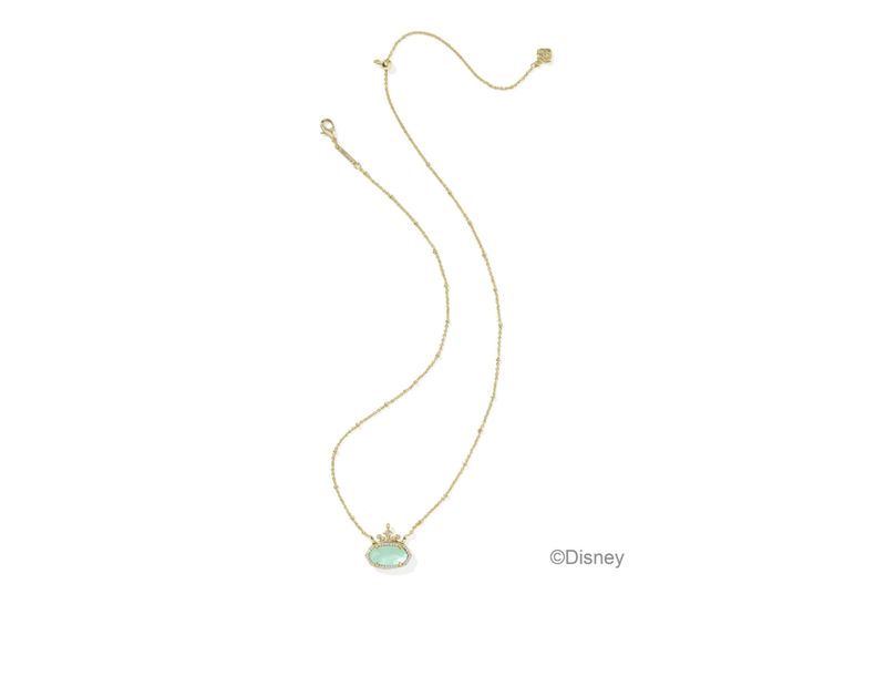 Disney x Kendra Scott Elisa Princess Necklace in Gold Light Green Mother of Pearl
