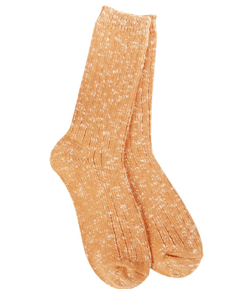 Weekend Cotton Slub Marled Crew Sock, Color: Orange