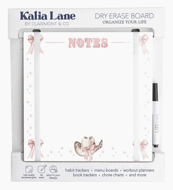 Dry Erase Reminder Board | 8x8, Color: Coquette Cowgirl