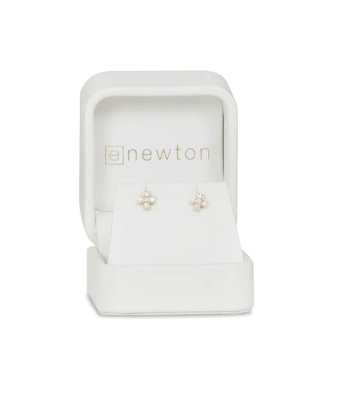 Enewton 14kt Gold + Diamond Signature Cross Studs